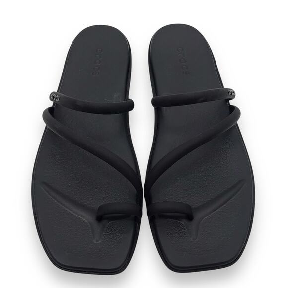 Crocs Women's Miami Frosted Toe Loop Sandals W11 Slip On EVA Outsole Black NWOB - Picture 1 of 4